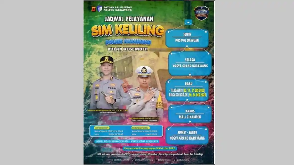 Layanan SIM Keliling Karawang Kamis 11 Desember 2025, Simak Persyaratannya