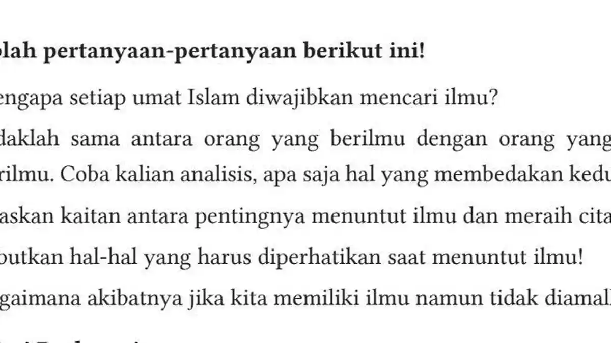 Kunci Jawaban PAI Kelas 9 Halaman 25 Kurikulum Merdeka: Mari Berlatih, Soal Esai