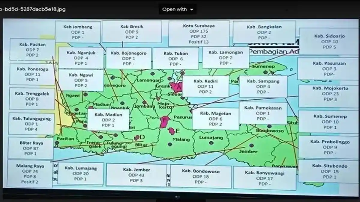 30 Wilayah di Jatim, Surabaya dan Malang Jadi Kawasan Zona Merah Virus Corona