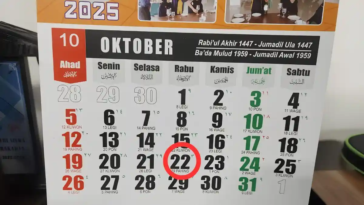 Kalender 2025: Tanggal 22 Oktober Memperingati Hari Apa? Cek Daftar Tanggal Merah dan Hari Penting