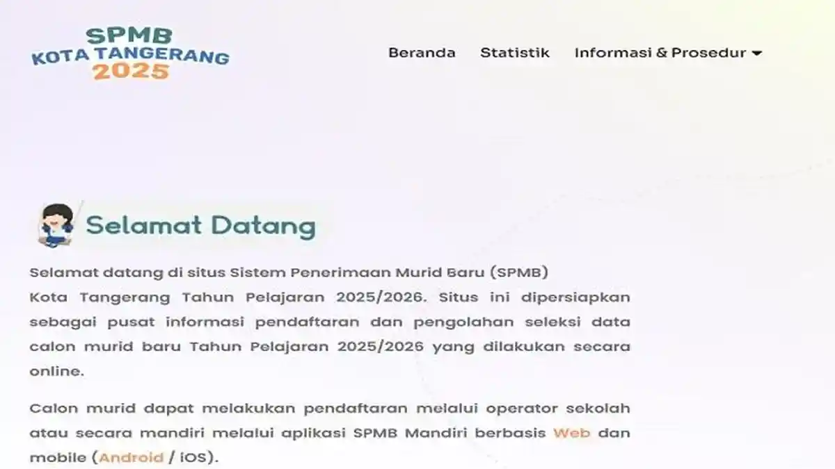 Jadwal SPMB SD dan SMP Kota Tangerang 2025, Pendaftaran Dibuka Bulan Juni 2025