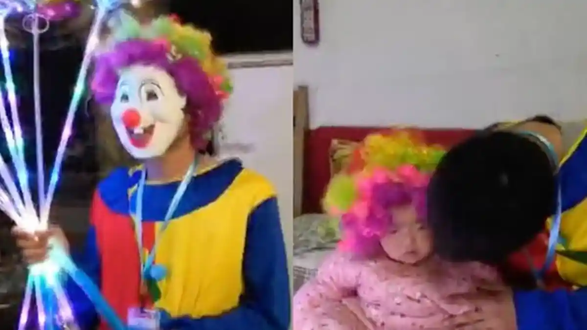 Demi Bayar Biaya Anaknya, Ayah di China Ini Rela Jadi Badut dan Jual Balon