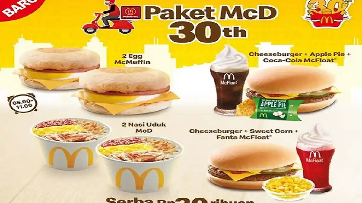 Promo McDonalds Selasa 11 Mei 2021, Promo Serba 30ribu, Cheeseburger + Double Choco Pie + Coca Cola