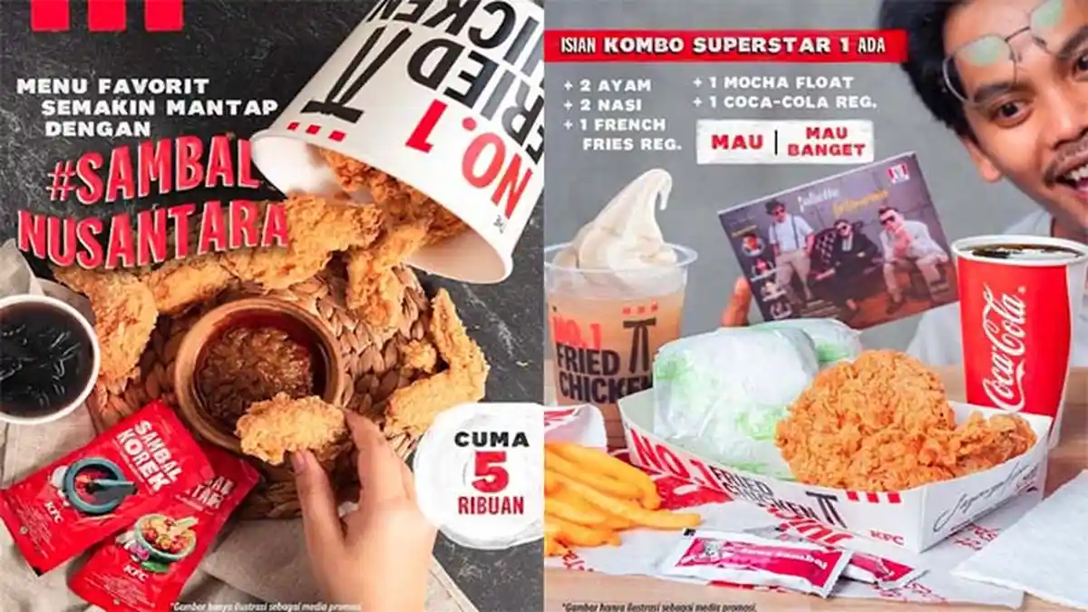 PROMO KFC 18 Desember 2021, Kombo Superstar 2 Ayam 2 Nasi 1 Kentang Goreng + Mocha Float & Coca-cola