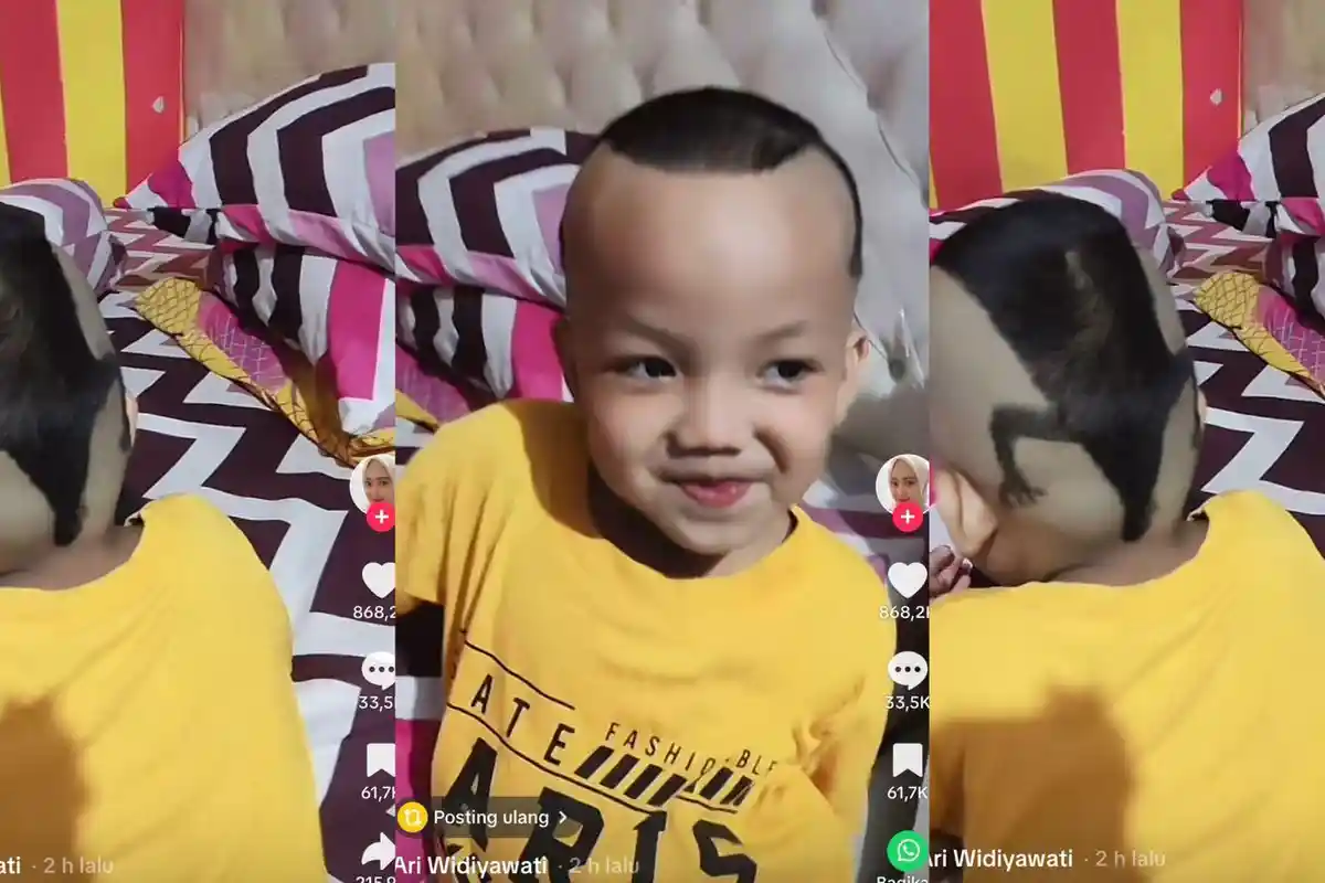 Viral, Rambut Anak di Bandung Dipangkas Jadi Bentuk Kadal Oleh Sang Ayah, Bikin Ngakak!