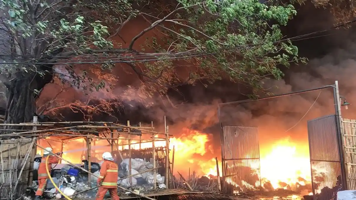 Langit Menghitam, Si Jago Merah Lalap Kawasan Pengepul di Kalideres