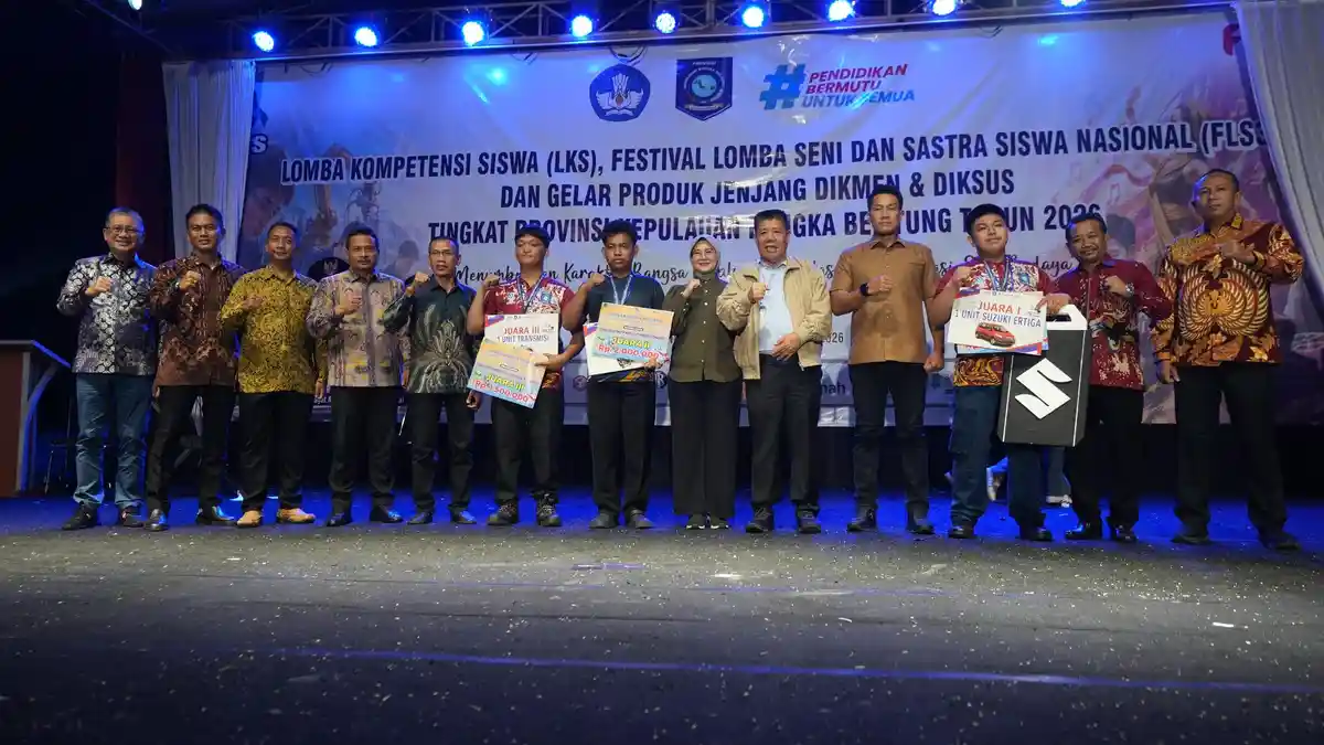 Gubernur Hidayat Arsani Komitmen Dukung Talenta Muda Babel di Penutupan LKS dan FLS3N 2026