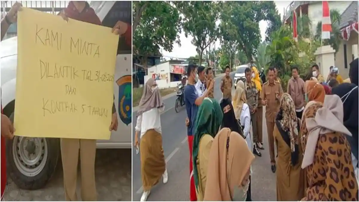 Puluhan PPPK OKI Demo Geruduk Kantor BKPP dan Rumah Bupati, Desak Segera Dilantik