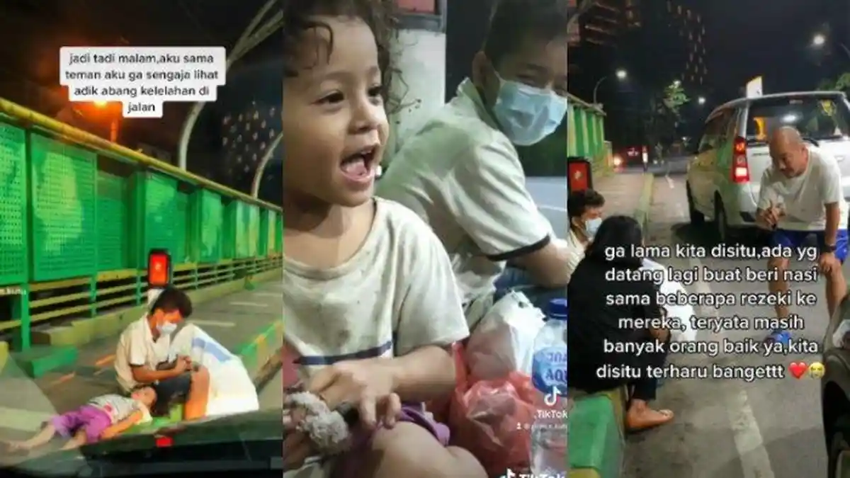 BIKIN HARU! Aksi Polwan Bripda Sartika Temui 2 Bocah Pencari Rongsok yang Tertidur di Pinggir Jalan
