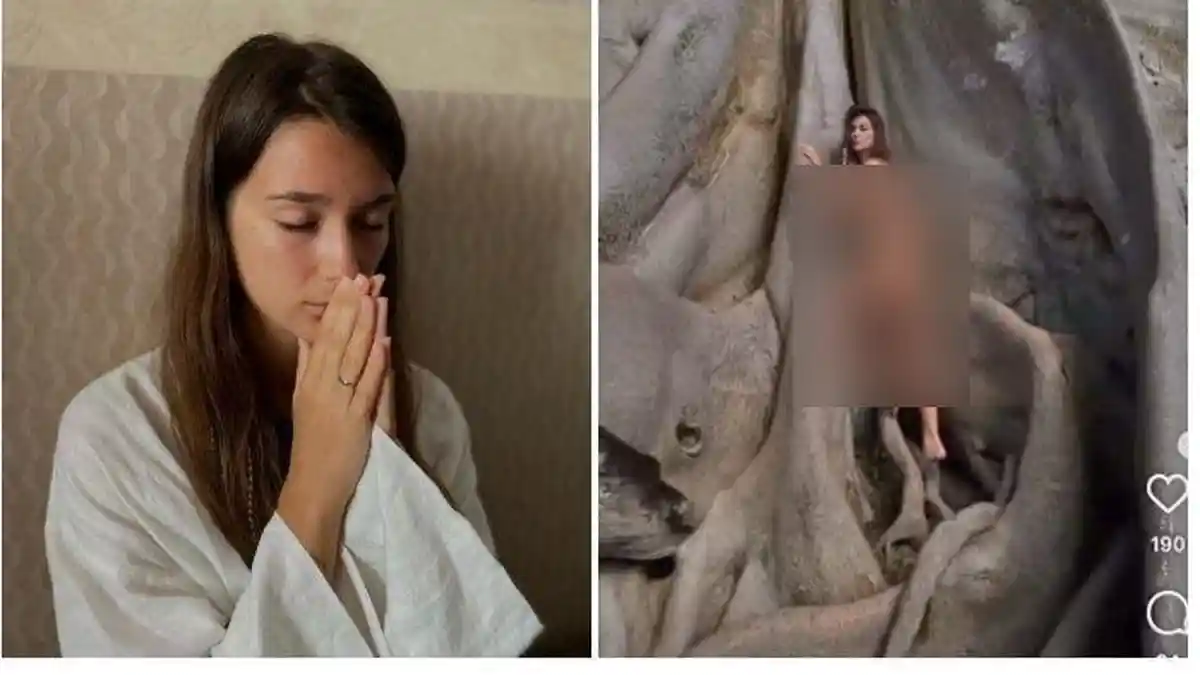 Percuma Sudah Minta Maaf, Konten Kurang Ajar Alina, Bule Bugil di Pohon Keramat Bali Diusut Polisi