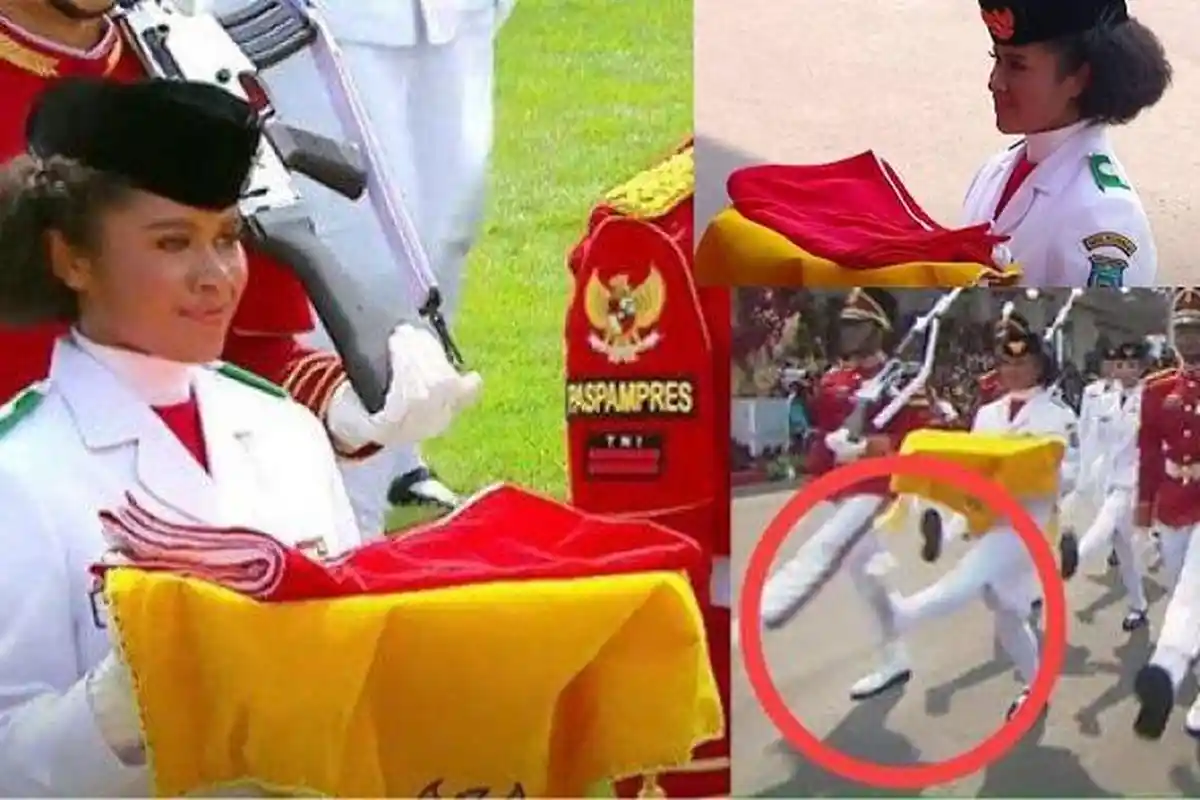 Aksi Terpuji Pembawa Baki Selesaikan Pengibaran dengan Baik Meski Sepatu Terlepas: Tetap Tersenyum