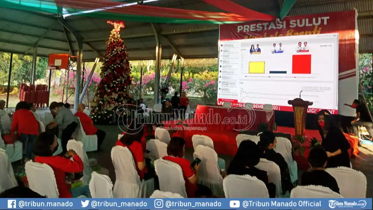 Pendukung Olly-Steven Nyanyi-nyanyi Riang di Acara Nobar Quick Count Pilgub