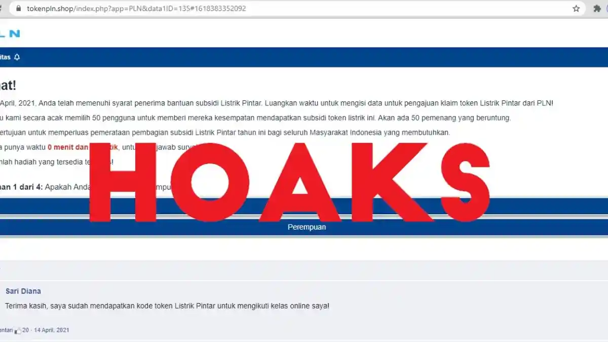 Daftar Subisidi Listrik PLN ke Link https://tokenpln.shop/index.php?app=PLN&data1ID; adalah Hoaks