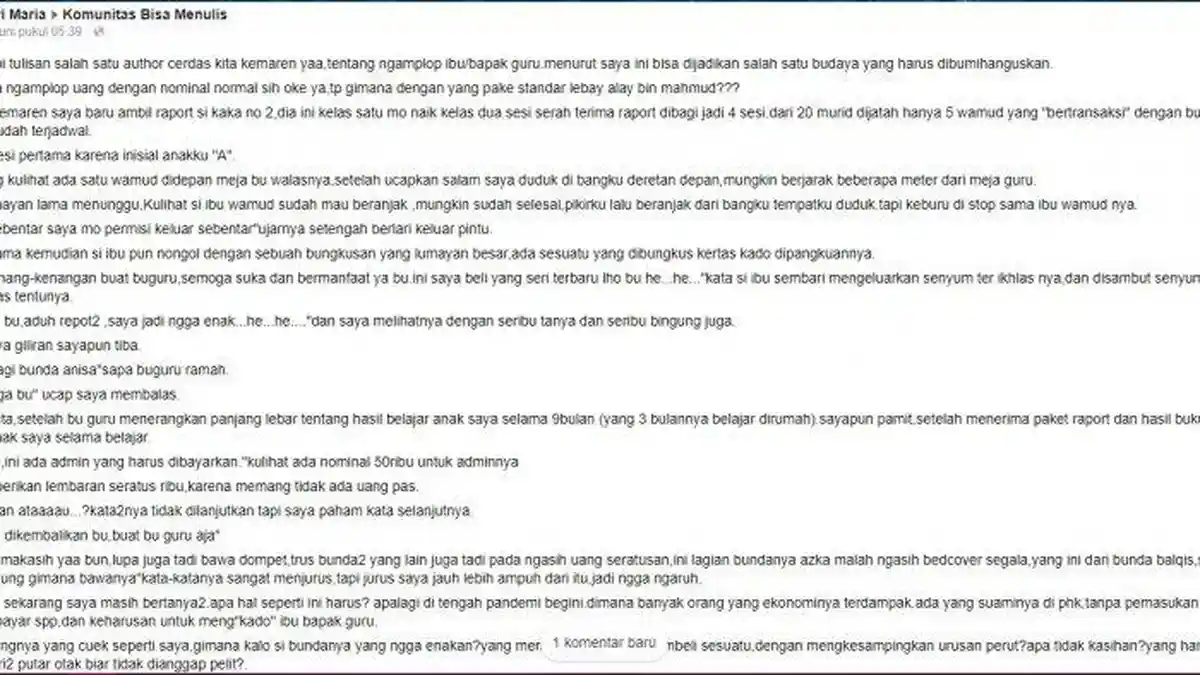 Viral Postingan Wali Murid Mengenai Pemberian Hadiah Kepada Wali Kelas, Wajarkah Dalam Pendidikan?