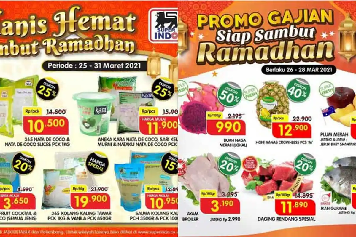 Promo Superindo Menjelang Ramadhan 2021 Diskon 20% Produk Segar Harga Spesial Sirup Kurma Diskon 15%