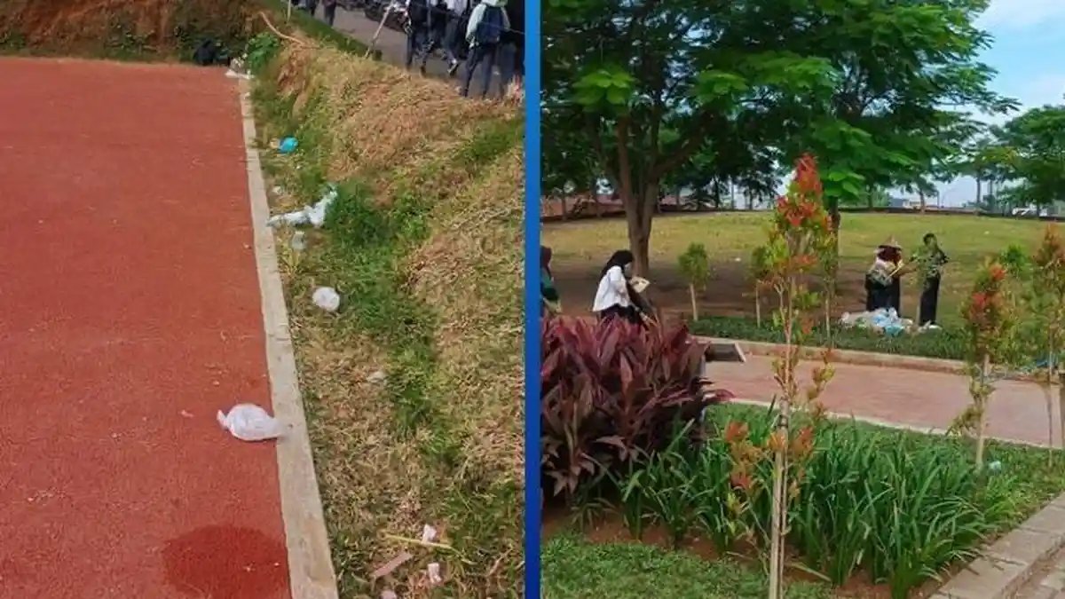 Langgar Aturan! Pengunjung Kotori Area Lapangan Syekh Yusuf Gowa Sulsel