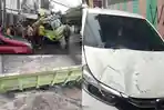 Kronologi Mobil Brio Putih di Jl Rappocini Raya Makassar Rusak Tertimpa Truk Pasir Terperosok