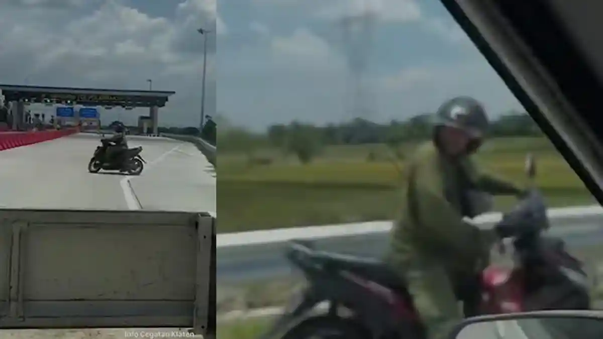 Viral Momen Pemotor Masuk Tol Klaten Jateng, Terekam Kamera Pengendara Lain