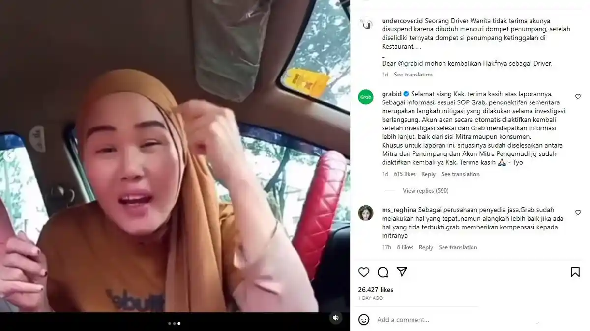 Viral, Driver Wanita Dituduh Mencuri Dompet Penumpang Hingga Akun Disuspend, Ini Kata Pihak Grab