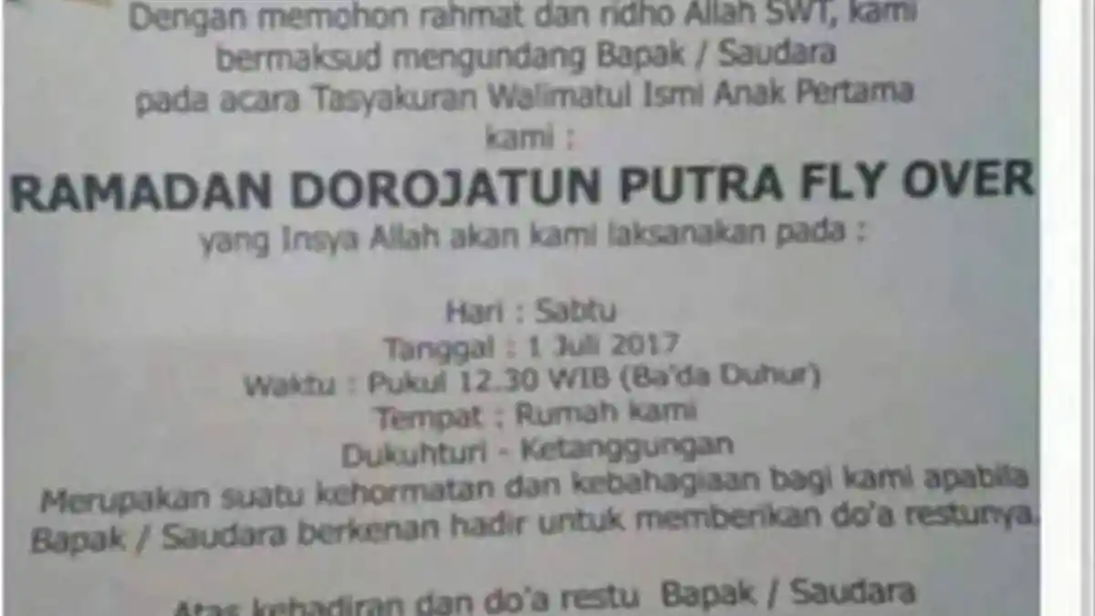 Fly Over Itu Nama Bayi Ini. Alasannya Memang Ada Hubungan dengan Jalan Layang