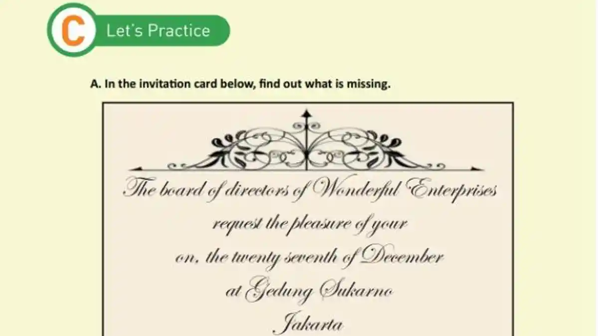 Kunci Jawaban Bahasa Inggris Kelas 11 Halaman 39 40, Let's Practice: Invitation