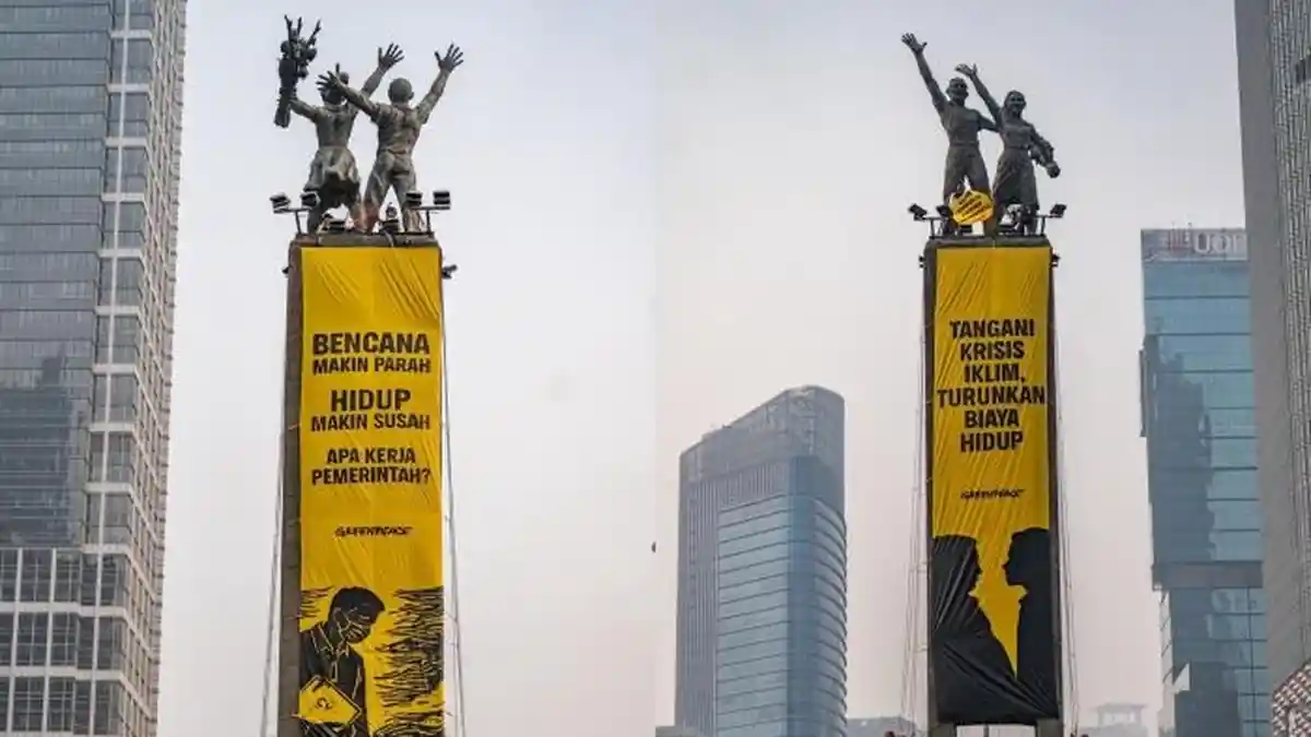 Aksi 2 Tahun Prabowo-Gibran Diwarnai Ricuh dan Aksi Greenpeace
