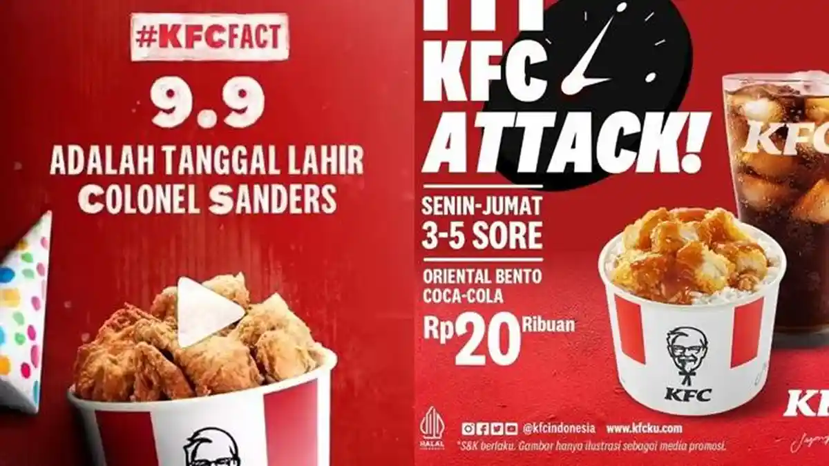Promo KFC Hari ini Rabu 7 September 2022, Paket KFC Attack Makan Kenyang hanya Rp 20 Ribuan