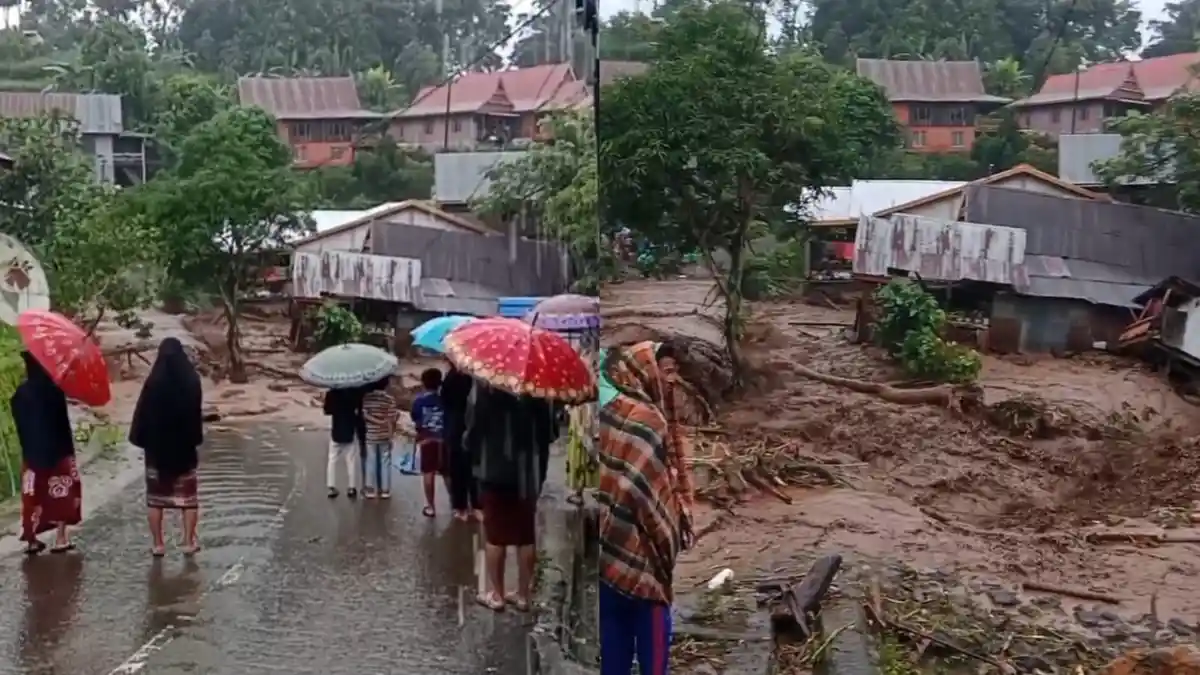 Sungai Meluap di Rumbia Jeneponto, 5 Warga Terjebak di Rumah Panggung