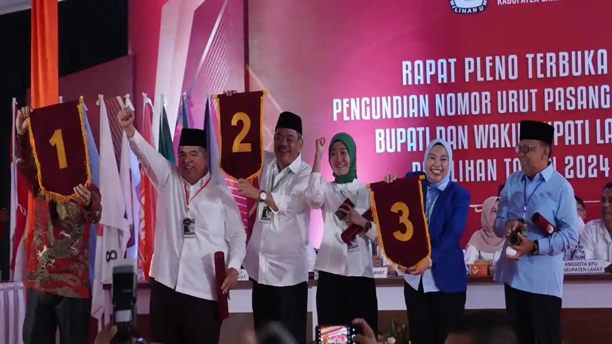 Nomor Urut Paslon Pilkada Lahat 2024, Yulius- Budiarto 1, Bursah-Widia 2, Lidyawati-Haryanto 3