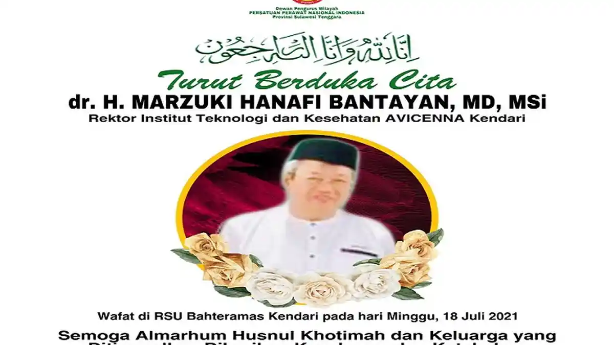 Rektor Institut Teknologi dan Kesehatan Avicenna Kendari Marzuki Hanafi Bantayan Meninggal Dunia