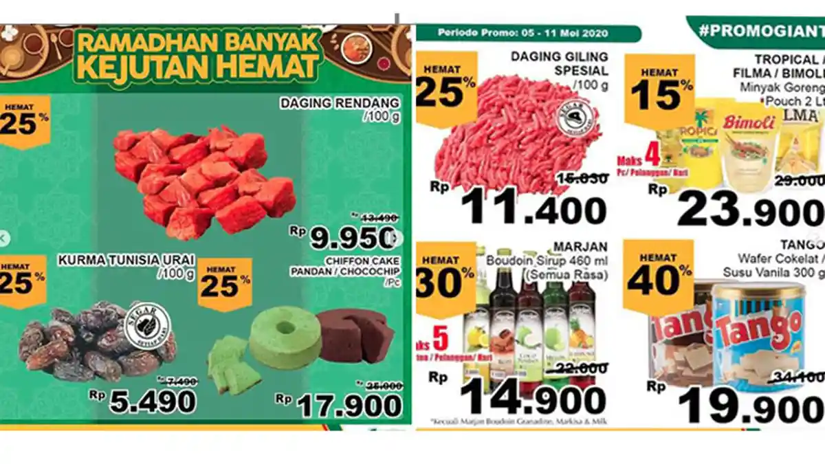 PROMO Giant Hari Ini, 100 Gram Daging Giling Rp 11.400 hingga Fillet Ayam Hemat 35 Persen
