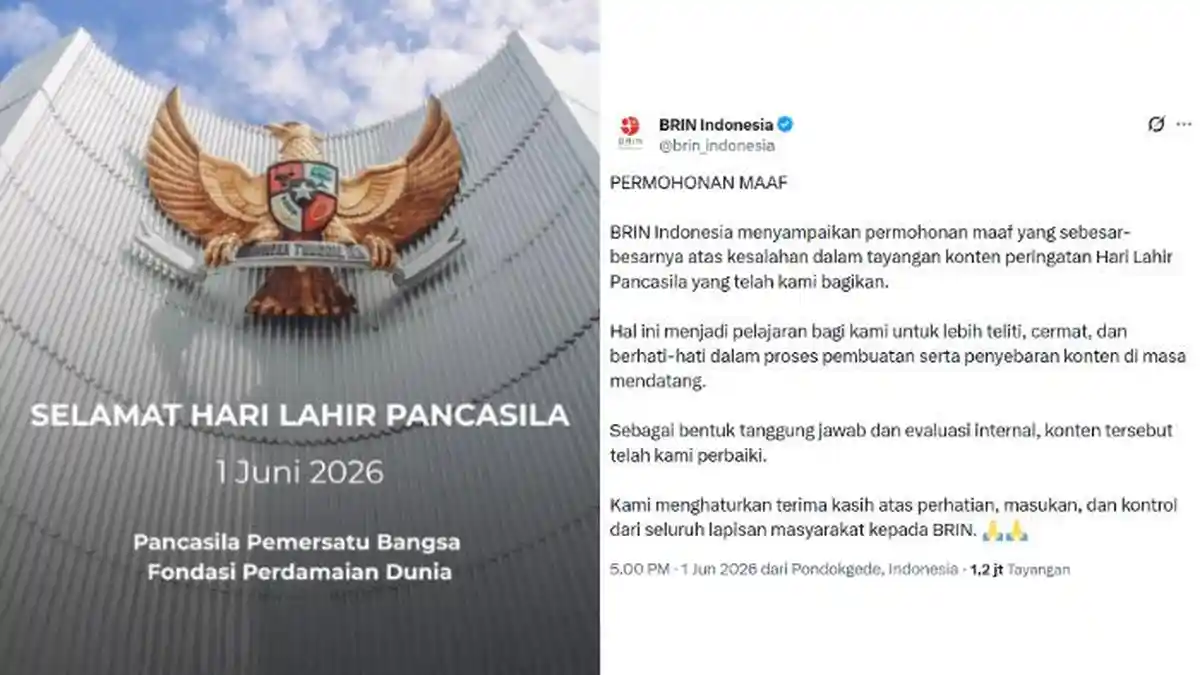 BRIN Minta Maaf Setelah Salah Unggah Gambar Garuda di Hari Lahir Pancasila 2026
