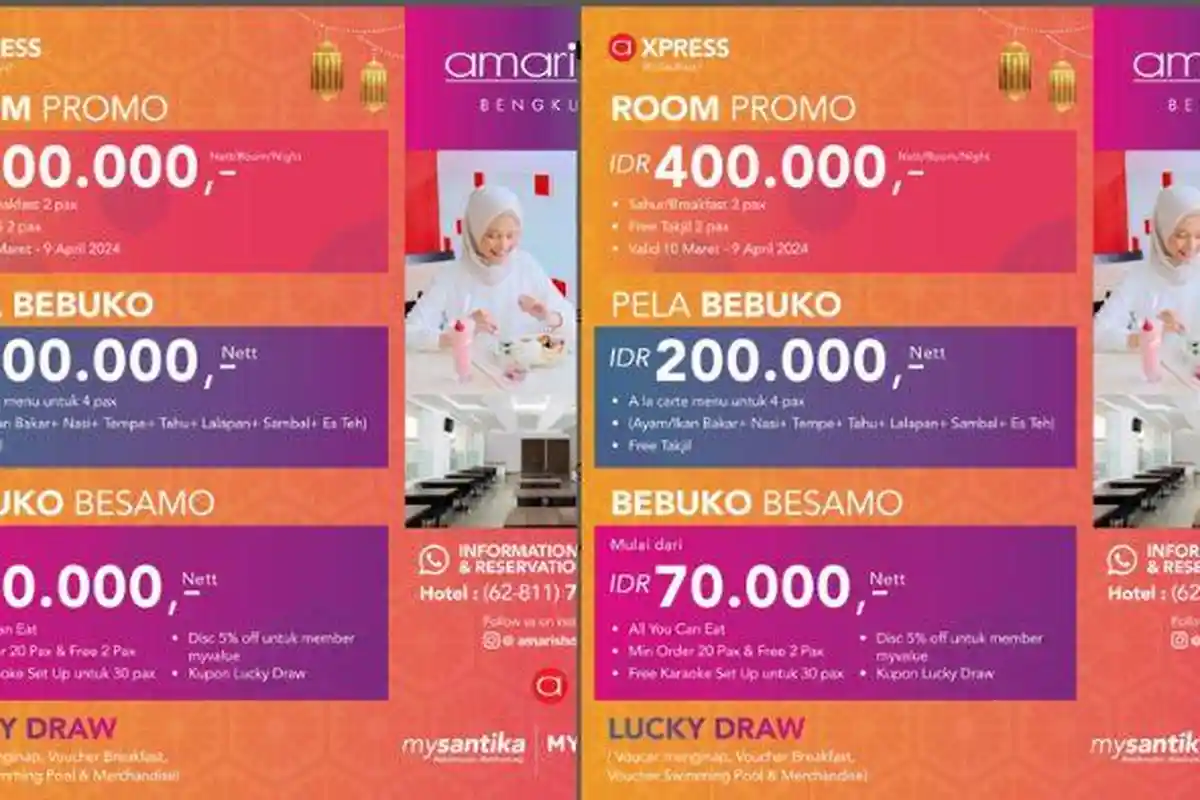 Promo Bukber Hotel Bengkulu Ramadhan 2024, Amaris Tawarkan Paket Mulai Rp 70 Ribu Bisa Karaoke