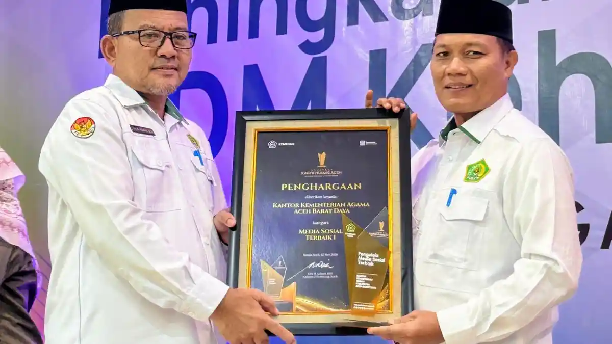 Kankemenag Abdya Raih Penghargaan Terbaik I Pengelolaan Media Sosial 