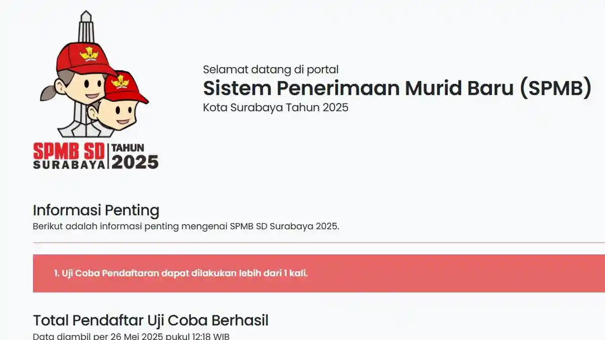 Jadwal SPMB SD Surabaya 2025 Jalur Afirmasi, Mutasi, dan Domisili