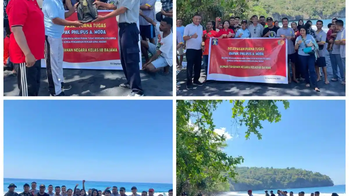 Plt Karutan Bajawa Pimpinan Pelepasan Purna Tugas Staf di Pantai Ena Gera