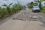 Kondisi Terkini Jalan Nasional di Desa Masta Bakarangan Tapin Kalsel Pasca Banjir Surut