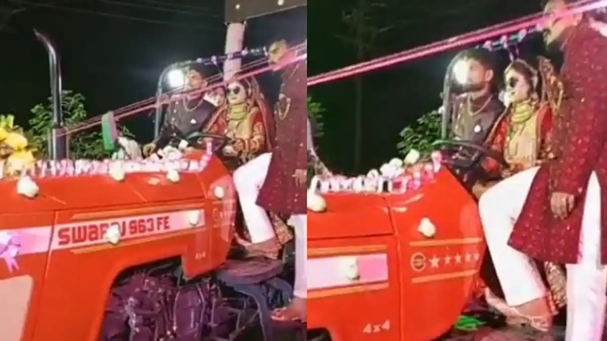 VIRAL Ingin Tampil Beda dan Terus Diingat, Pengantin Wanita Nekat Kemudikan Traktor ke Pernikahannya