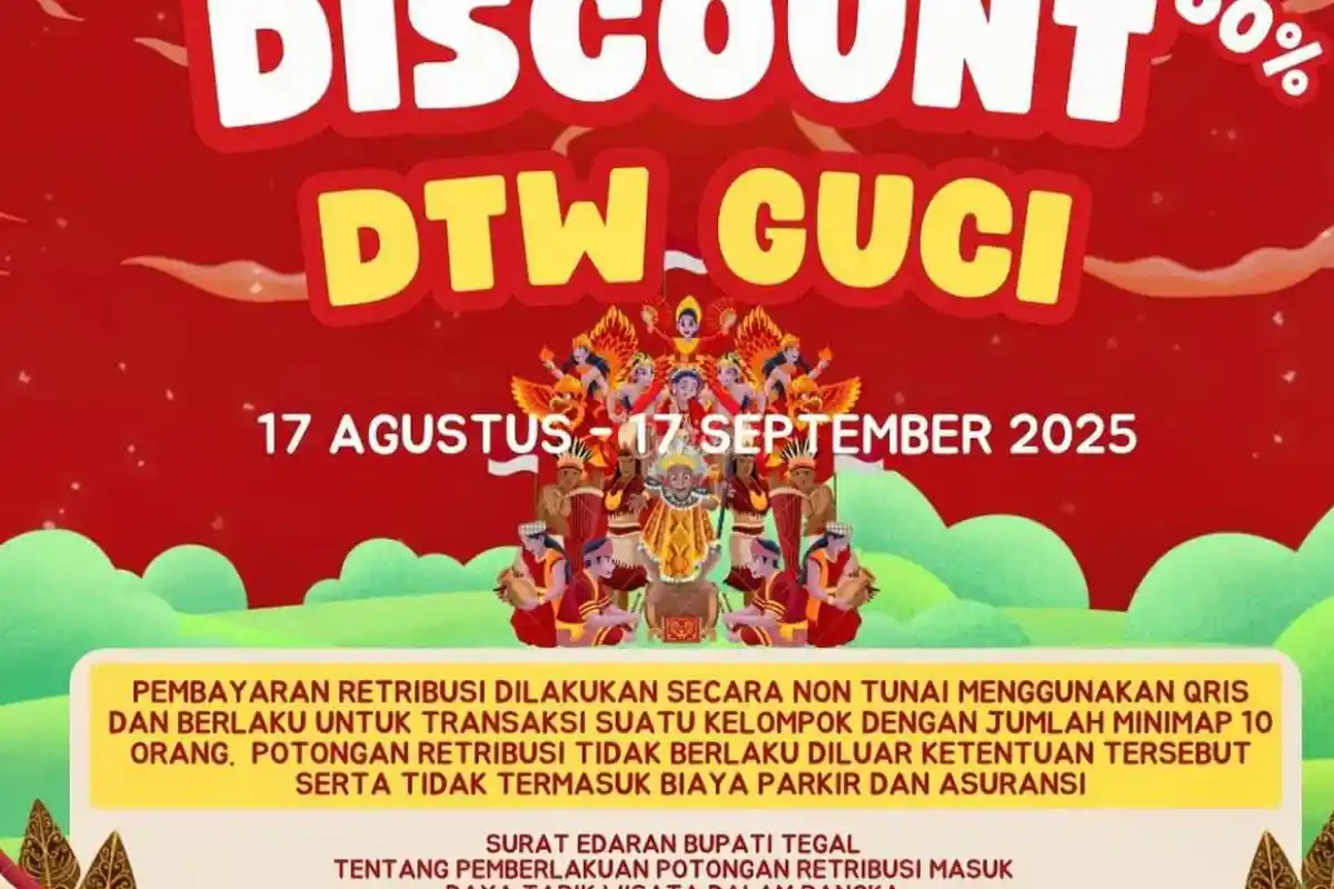 Gebyar Diskon Kemerdekaan Tiket Masuk Kawasan Wisata Kab Tegal, Mulai 17 Agustus-17 September 2025