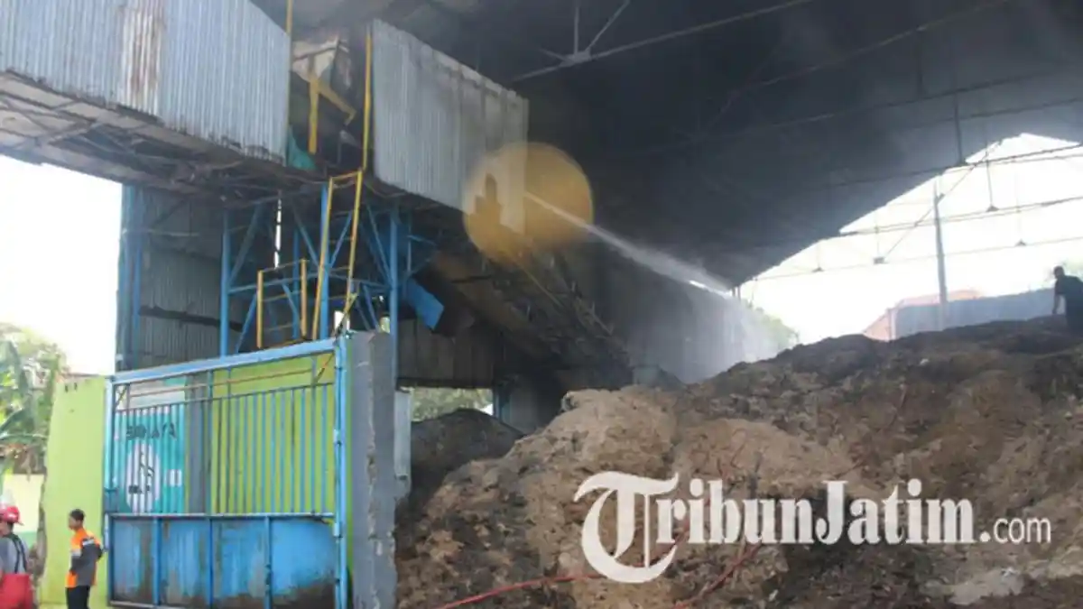 Diduga Proses Fermentasi, Tumpukan Ampas Tebu di Gudang Pabrik Gula Djombang Baru Terbakar