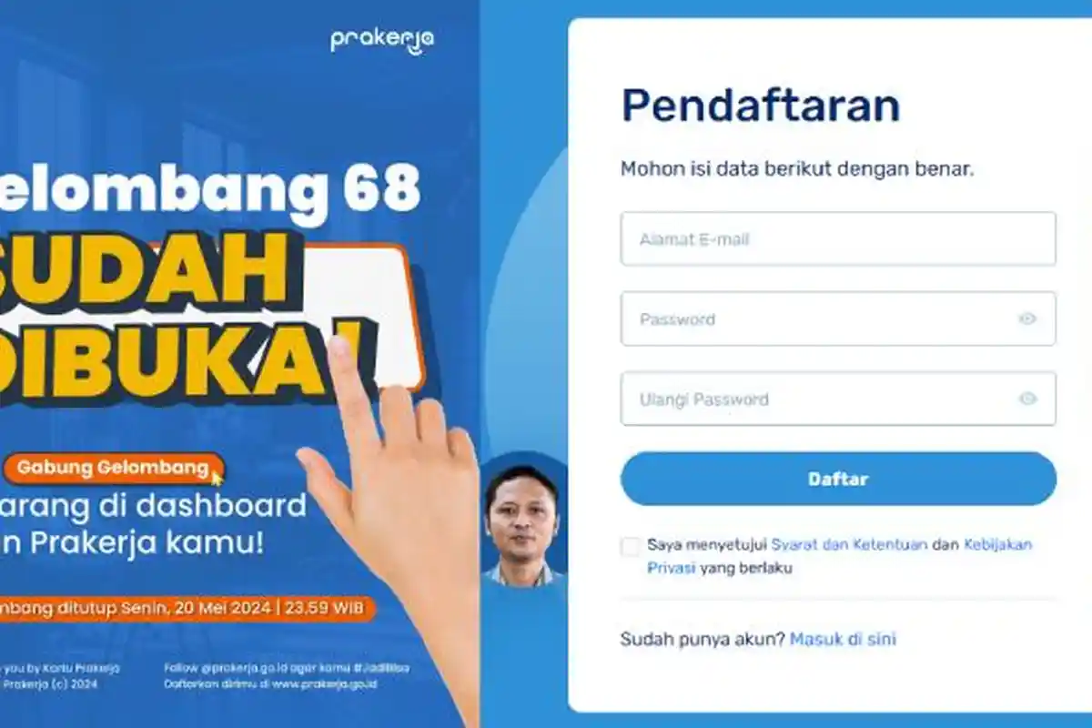 Kartu Prakerja Gelombang 68 Dibuka Hari Ini, Cek Link Dashboard Prakerja di prakerja.go.id