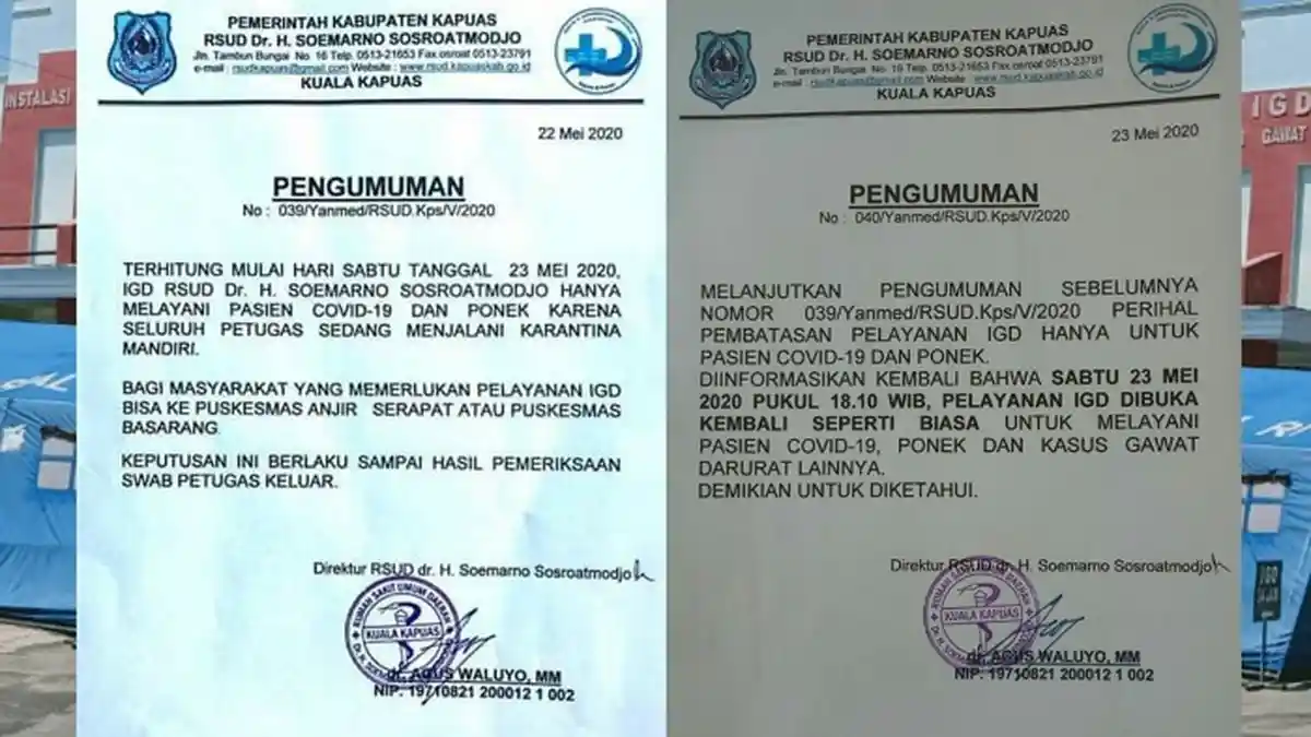 Sempat Ditutup, RSUD Kapuas Kembali Buka IGD untuk Umum