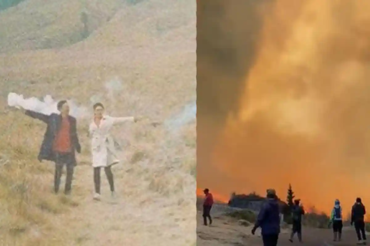 Viral Wanita Ini Dituduh Netizen Biang Keladi Bromo Kebakaran, Ternyata Outfit Preweddingnya Mirip