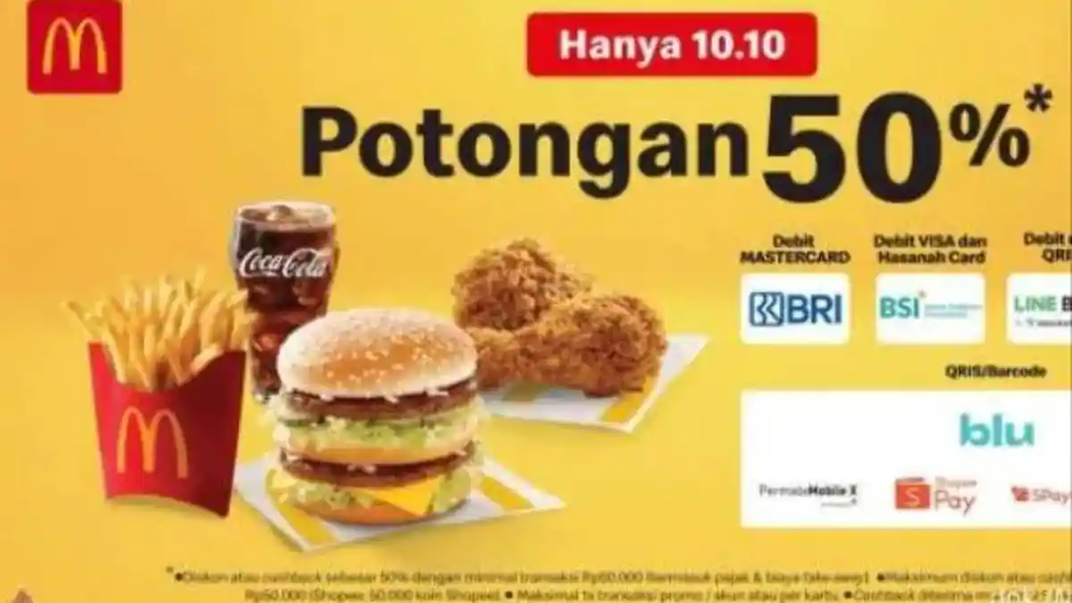 HEBOH! Promo 10.10 McD 10 Oktober 2023, Dapatkan POTONGAN Hingga 50 Persen