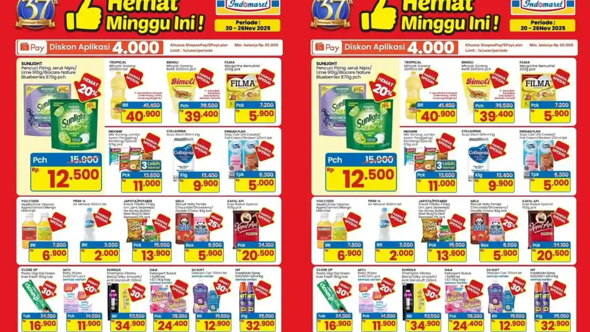 Promo Super Hemat di Indomaret 24-26 November 2025, Kapal Api Rp20.500, Close Up Rp16.900