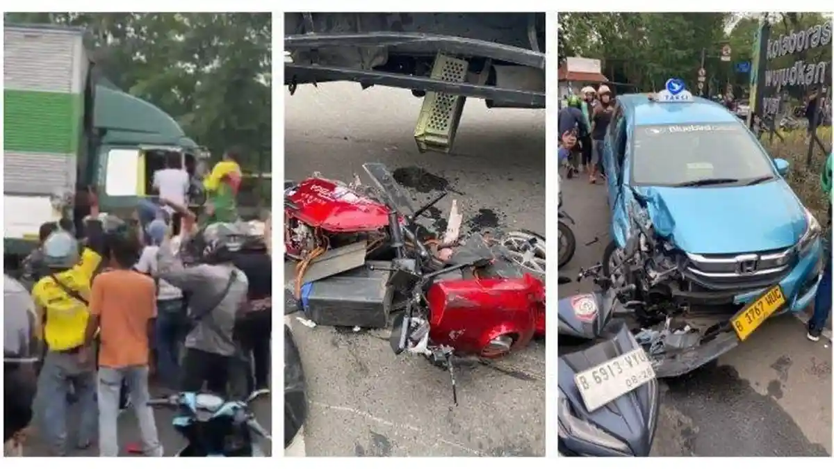 Detik-detik Truk Kontainer Tabrak Puluhan Kendaraan di Tangerang Berusaha Kabur Usai kecelakaan