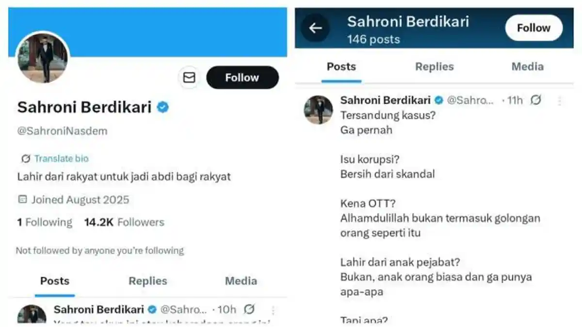 Fraksi NasDem Klarifikasi: Akun X SahroniNasdem adalah Palsu, Masyarakat Diminta Waspada