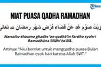 Niat Qadha Puasa Ramadhan, Bisa Dimulai di Bulan Syawal