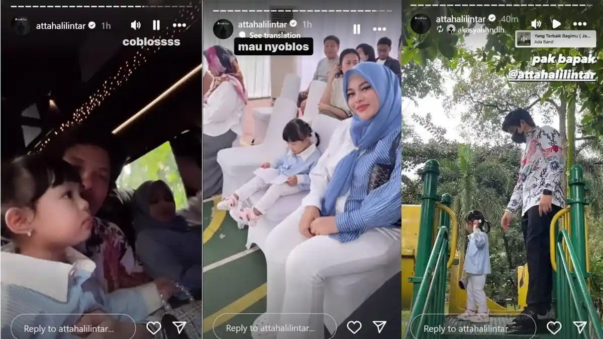Atta Halilintar Boyong Anak Istri ke TPS, Kompak Kenakan Batik dan Baju Biru