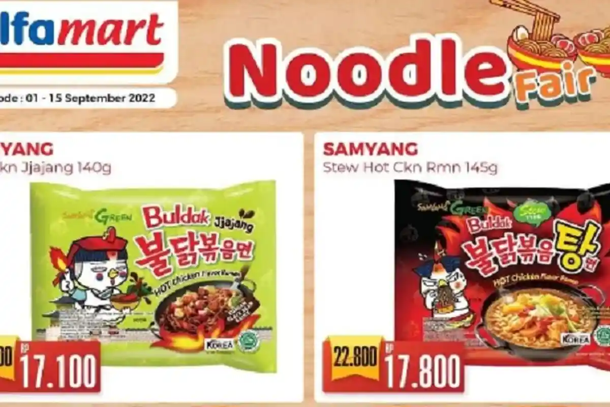 DISKON GEDE, Promo Alfamart 14 September 2022, Aneka Mie Instan Turun: Samyang Gakikara Mie Suksess